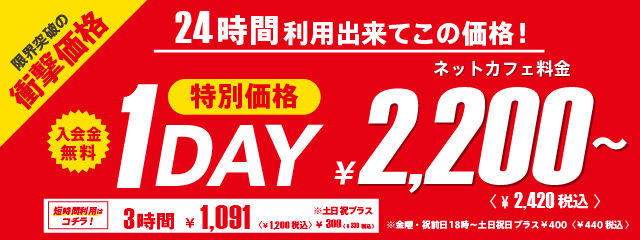 見逃せない！衝撃価格！！1DAYパック